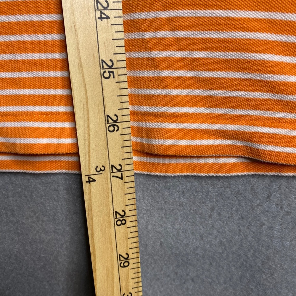 Polo Ralph Lauren Mens Orange White Striped Featherweight Mesh Polo Shirt Size L - Picture 4 of 10